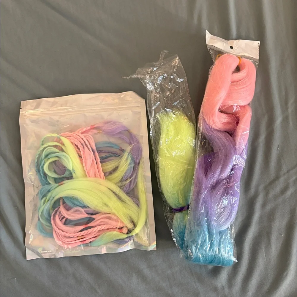 Colorful Rave Festival Hair Extensions Set - Picture 1 of 2